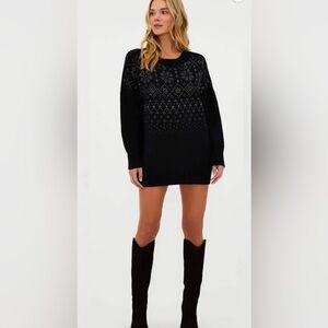 BEACH RIOT Vivienne black rhinestone oversized Sweater Mini Dress XS S